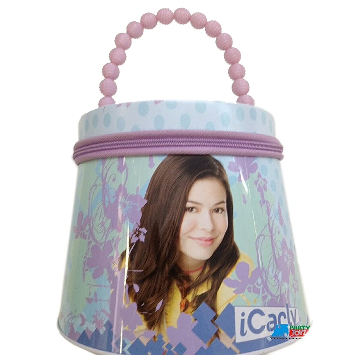 iCarly Round Tote Carry All Tin Box Lunchbox Lunch Box with Zipper Purple