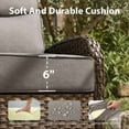 thumbnail image 6 of Giantfurnni 3-Piece Patio Wicker Swivel Rocking Chairs with Side Table Outdoor Rattan Conversation Furniture Patio Bistro Set with 6" Thick Cushions for Porch Garden Deck, Gray, 6 of 11