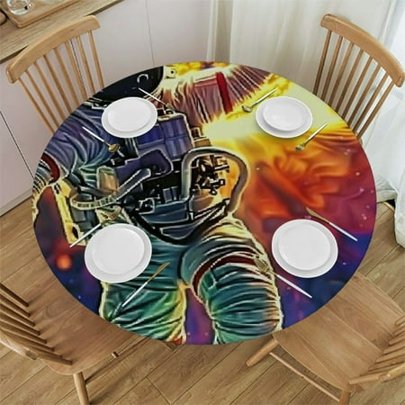 

Bciig Astronaut Space Sun Round Table Cover Stain Resistant Washable Indoor Outdoor Kitchen Dining Wedding Parties 100% Polyester Tablecloth Picnic Dining Kitchen Farmhouse 42 -46