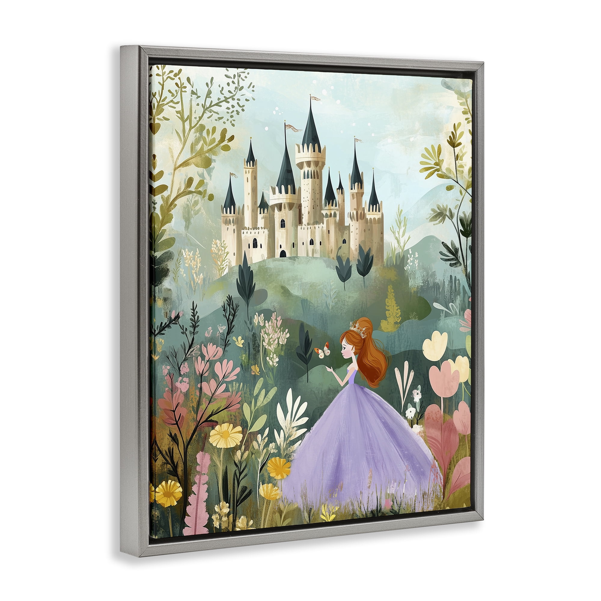 Stupell Industries Princess Day Out Gray Framed Floater Canvas Wall Art, design by Christine Simpson Art