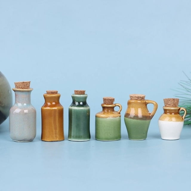 Tarro de cerámica en miniatura para casa de muñecas, tarro de condimentos, juguete de cocina, decoración del hogar, 1:12