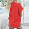 thumbnail image 2 of QLEICOM Womens Summer Tops Oversized T-shirts Button Solid Short Sleeve Casual Loose Tunic Tank Tops Women Shirts Blouses Red M, 2 of 5