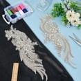 thumbnail image 4 of 1 par de parches de diamantes de imitación para ropa, para coser o bordar, hechos a mano, con flores plateadas y diamantes de imitación., 4 of 7
