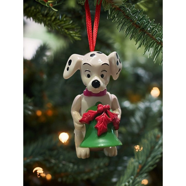 ORNAMENT 101 Dalmatians Holding Red Christmas Bell Disney Figurine