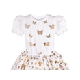 thumbnail image 4 of Girls Dress Gold Butterfly White Short Sleeve Tulle Tutu Dancing 8 Years, 4 of 6