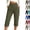 23# Army Green, variant on Capris for Women with Pockets Cotton Linen High Waisted Pants Dressy Casual Cropped Pant Casual Summer Yoga Capris Navy M