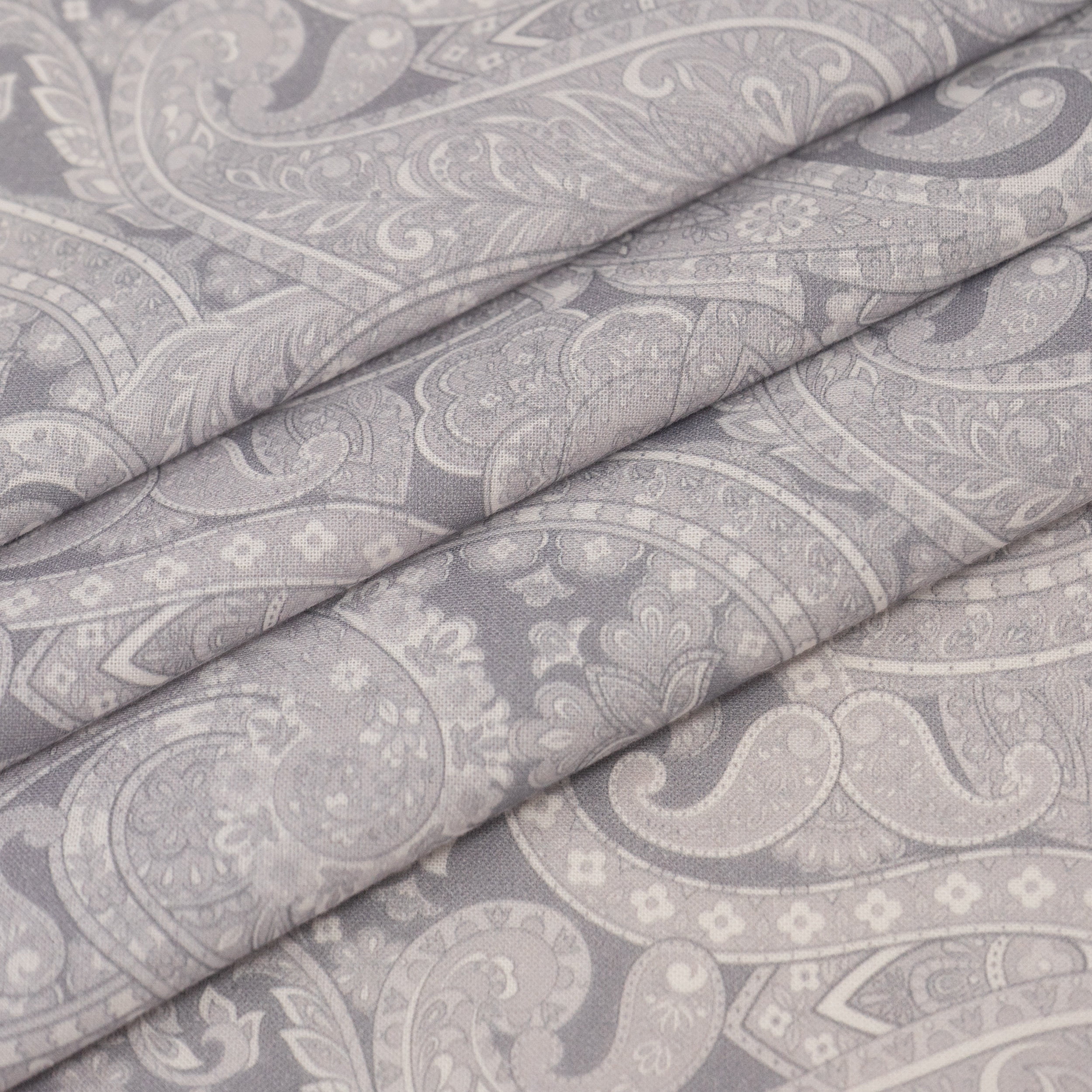 Roc-Lon 100% Cotton, 108" Wide, Quilt Backing, Prints, Paisley Grey, Cut By Yard