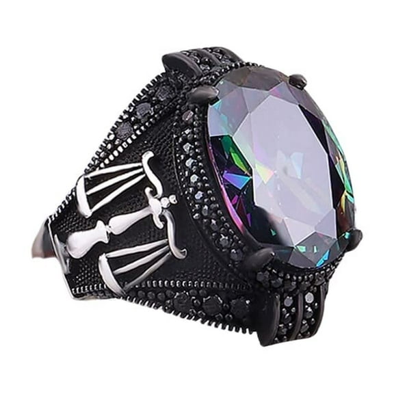 Roarsilver Mystic Topaz Silver Ring-Mens Handmade Ring-Men's Rings-Gift for Him and Her-925 Rings for Men-Handmade Mystic Topaz Ring-Men's Topaz Ring | 5