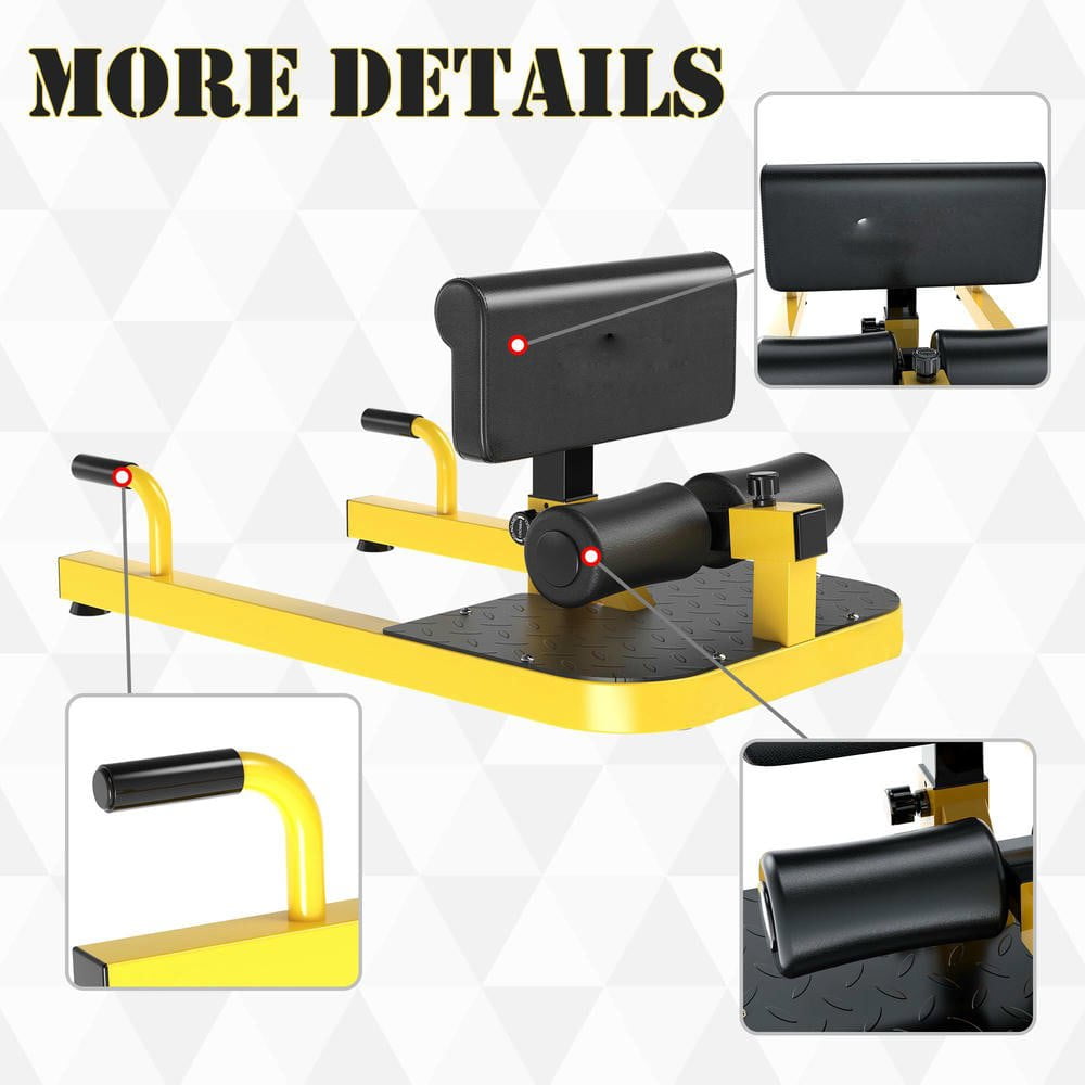Resenkos 3-in-1 Padded Push Up Sit Up Deep Squat Machine, Home Gym Fitness Equipment, Yellow, Compact