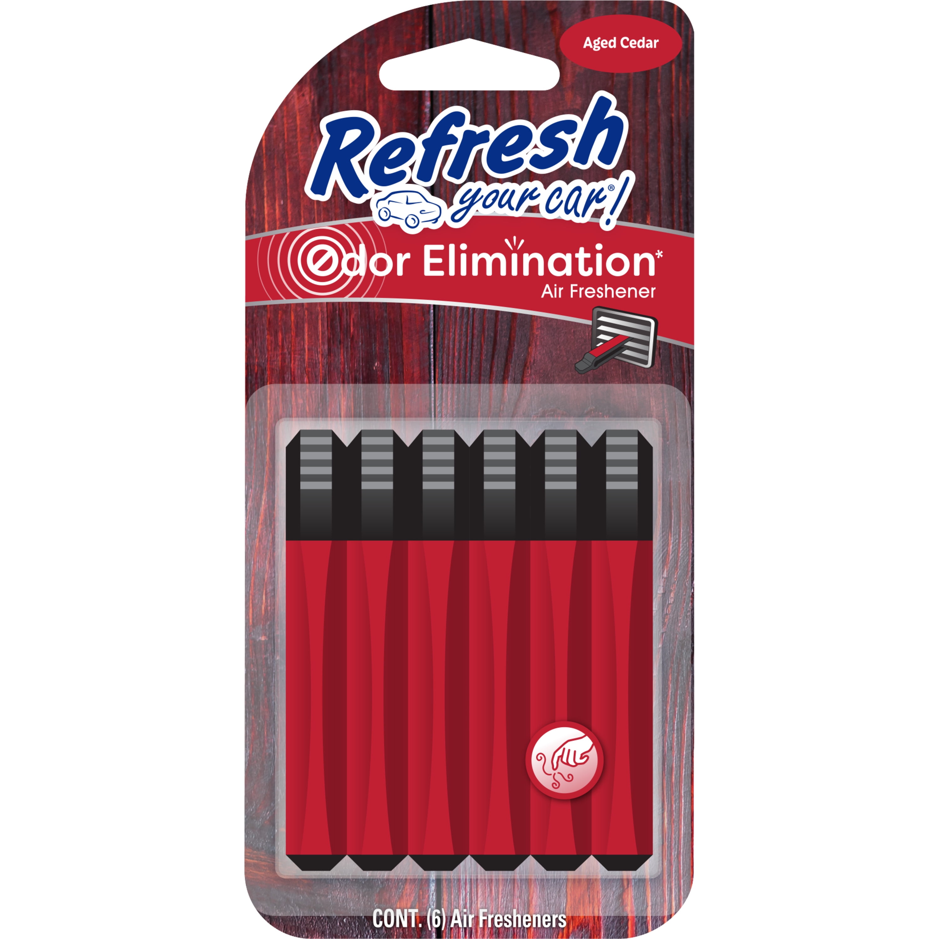 Refresh Your Car! Vent Stick Air Freshener (Aged Cedar Scent, 6 Pack)
