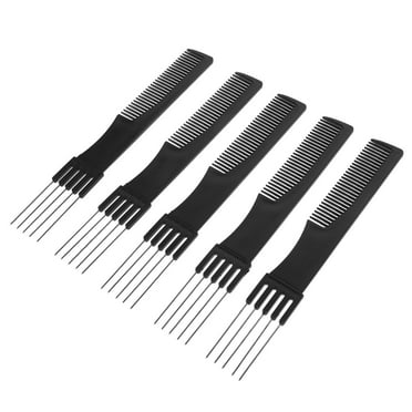 HOMEMAXS 2 in 1 Professional Hair Pick Comb and Hair Styling Comb Black Stainless Steel for Decoration