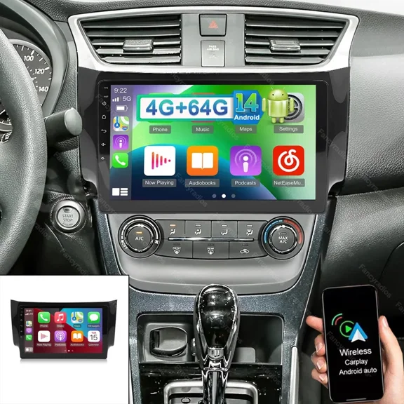 10in Android 13 Car Stereo Radio GPS Navigation Head Unit 2 32G for Nissan Sentra Sylphy 2013-2018 Built-in Wireless CarPlay Android Auto Car Screen with Bluetooth WiFi SWC Mirror Link