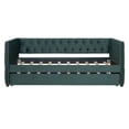 thumbnail image 4 of Mikeor Furniture Twin Size Tufted Upholstered Daybed with Trundle, Velvet Sofabed with Rivet Design, No Box-spring Needed,Green C4BAAF, 4 of 10