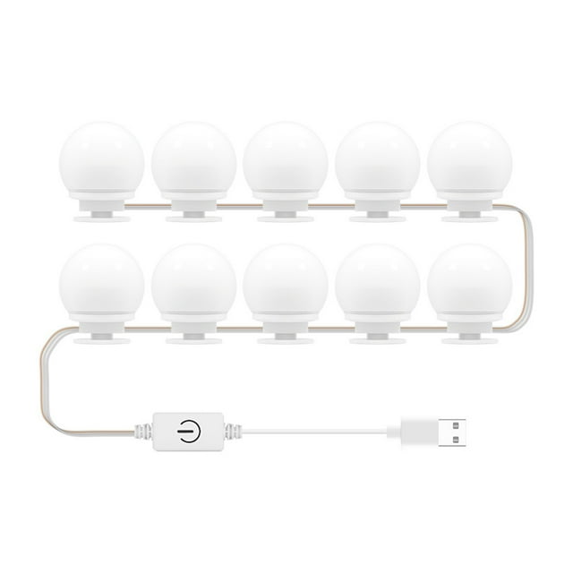 Lampe de Miroir Recharge pour Coiffeuse Ampoule de Miroir de Maquillage Gradation Trois Tons Interrupteur Tactile USB Longue Pression Gradation Continue