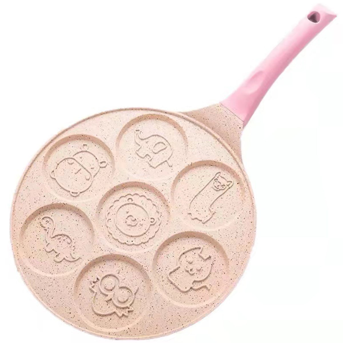 Threns Pancake Pan with Handle 7 Animal Molds Pancake Maker Pan for Kids Non-stick Stovetop Egg Frying Pan Cute Breakfast Griddle Pan