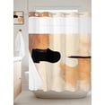 thumbnail image 2 of Beige Black No Hook Shower Curtain and Liner Set Abstract Art Mottled Graffiti Color Block Modern Shower Curtains with Snap-in Liner & See Through Top Window Hotel Style for Bathroom Decor 66x72 Inch, 2 of 8