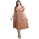 thumbnail image 5 of Vestido Plisado Con Brillo Roman Fashion 5412 Cobre Talla Extra 38, 5 of 6