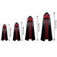 thumbnail image 3 of Fabrcox Halloween Holiday Full Length Hooded Cape, Unisex Adult Double Sided Reversible Knit Cloak, Black Red Two Tone Garment for Masquerade Christmas Gathering M, 3 of 5