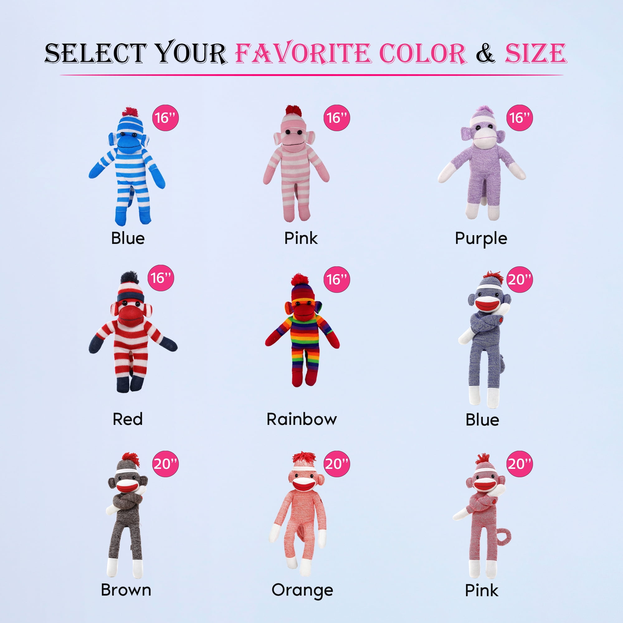 Made by Aliens Adorable Orange Sock Monkey, The Original Traditional Hand Knitted Stuffed Animal Toy Gift-for Kids, Babies, Teens, Girls and Boys Baby Doll Present Puppet 20 Inches