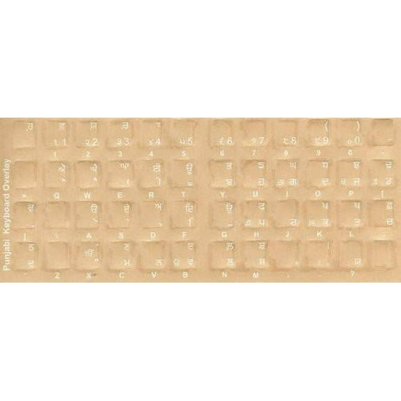 Punjabi Keyboard Stickers - Labels - Overlays with Blue Characters for Computer Keyboard