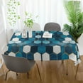thumbnail image 3 of Yayeee Tablecloths 60" x 90" Rectangle Wrinkle Resistant Party Table Cover, Dark Blue Hexagon Patterns, 3 of 8