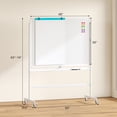 thumbnail image 3 of Costway Tableau Blanc Mobile Magnétique Réversible Double Face 48"x36 Pouces à Hauteur Réglable Blanc, 3 of 10