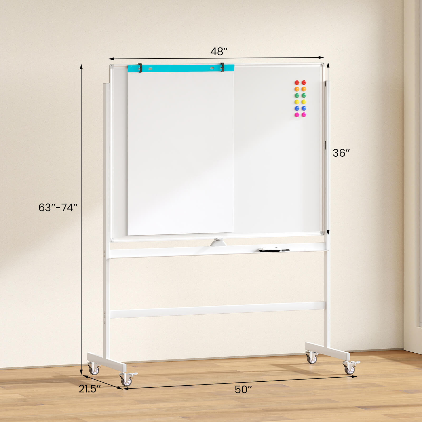 Costway 48x36 Mobile Double-Sided Magnetic Whiteboard photo 3