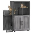 thumbnail image 1 of Yiwa Cat Litter Box Enclosure with Cat Tree & House - Multi-Functional Furniture Style Hidden Litter Box Cabinet, 33.5"x17.9"x41.9" - Odor Control & Ventilation Design, 1 of 9