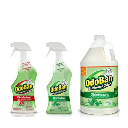 Original Disinfectant - OdoBan Disinfectant Odor Eliminator Ready-to-Use 32oz Spray Bottle and 1 Gal Concentrate, Original Eucalyptus Scent, Plus 32oz Spray Bottle Cucumber Melon Scent
