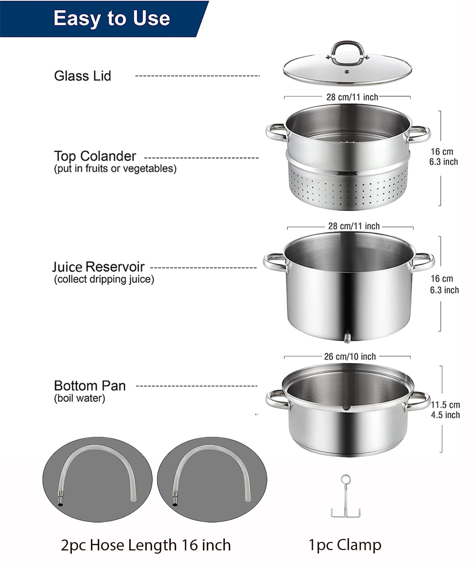 Cooks Standard Canning Juice Steamer Extractor Fruit Vegetables for Making  Jelly, Sauces, 11-Quart Stainless Steel Multipot with Glass Lid, Clamp, and