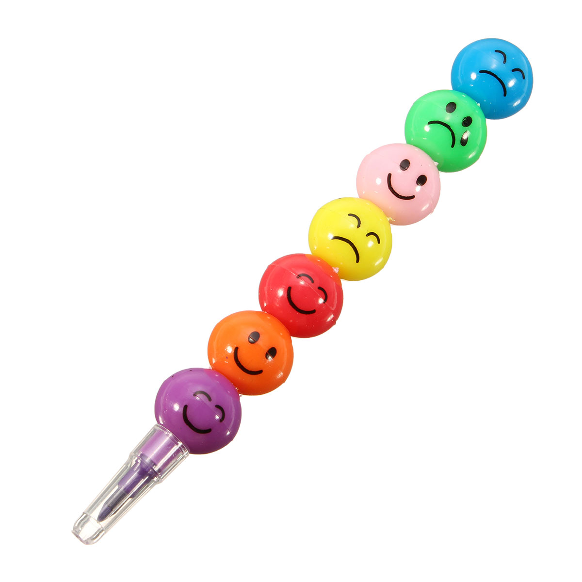 Children Gift Smile Face 7 Colors Crayon Stacker Swap Drawing Pen