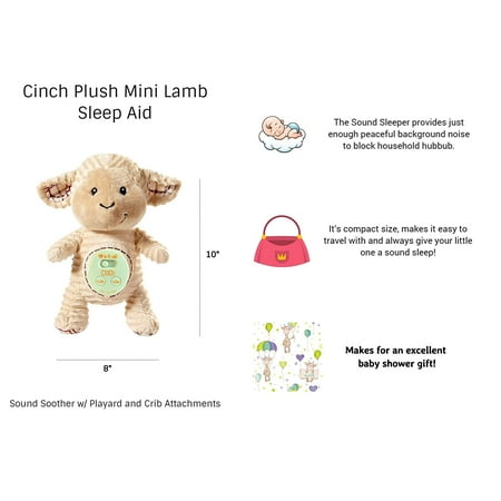 L.A. Baby Cinch by dexbaby Plush Mini Lamb - Sleep Aid Womb Sound Soother w/Playardand Crib Attachment