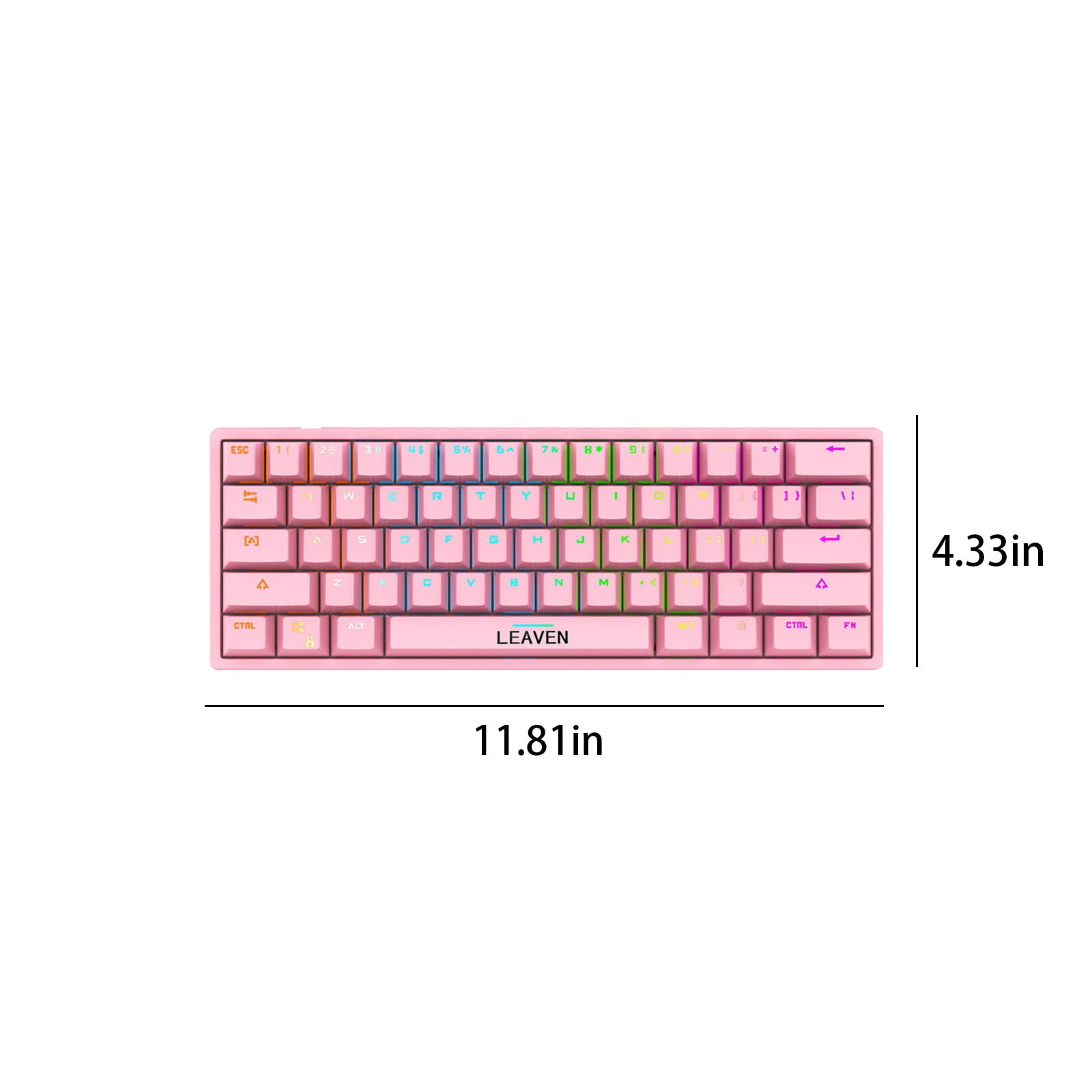 Back to School Gifts under $5 Wired 60% Mechanical Gaming Keyboard RGB Backlit Compact 61 Keys Keyboard With Blue Switches For PC on Clearance