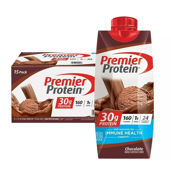 Premier Protein High Protein Shake, Chocolate, 11 Fluid Ounce (15 Pack)