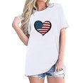 thumbnail image 2 of Camisetas de Manga Corta para las Mujeres Día de la Independencia Impresión Básica Camiseta de Verano, Cuello Redondo Casual Camiseta Blusa, 2 of 4