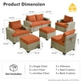 thumbnail image 2 of Hooowooo Wicker Patio Furniture 7 Pieces Rattan Outdoor Conversation Set All Weather Modular Sectional Sofa Patio Chair Set with Cushion Ottoman for Porch, Orange Red, 2 of 8