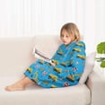 thumbnail image 4 of Cartoon Construction Vehicles Barriers Blue Pattern Blanket Hoodies for Kids 6-13YR Oversize Wearable Blanket Hoodies for Boys Girls Teens, 4 of 7