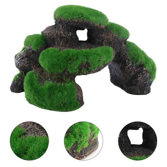 Air Stone Simulation Flocking Stone Rockery Ornament Fish Tank Cave 16x10.5cm