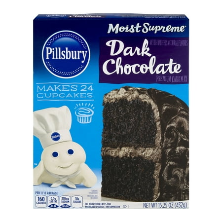 (4 Pack) Pillsbury Moist Supreme Dark Chocolate Premium Cake Mix, 15.25