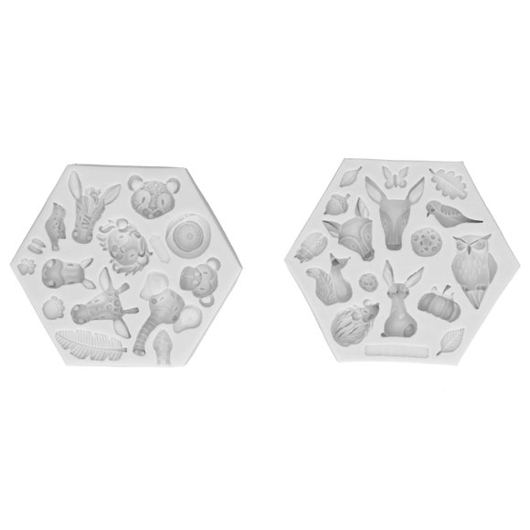 2 unids/set patrón animal molde de silicona fondant chocolate jabón pastel fabricante molde herramienta para hornear gris