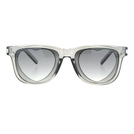 Unisex Heart Shape Cutout Lens Horn Rim Hipster Plastic Sunglasses Slate