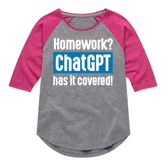 Instant Message - Homework ChatGTP Has It Covered - Toddler And Youth Girls Raglan Graphic T-Shirt