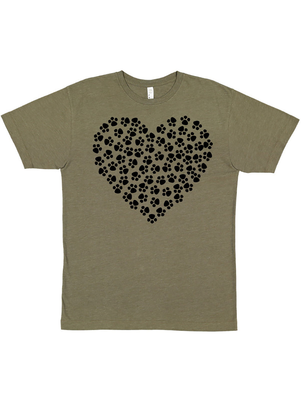 Inktastic Heart Paws, Dog Paws, Puppy Paws - Black Adult T-Shirt Male Military Green -