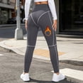 thumbnail image 5 of THNCYX Women Solid Color High Waisted Yoga Pants Raised Hips Leggings Small Leg Pants Full Length, 5 of 6