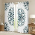 thumbnail image 2 of jejeloiu Hippie Medallion Curtains Pack of 2 (42x84 Each),Bohemian Flower Curtains Blackout,Teal White Bedroom Curtains For Teens,Ultra Soft Home Decor, 2 of 6
