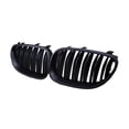 thumbnail image 2 of 2 piezas de rejillas delanteras de riñón, rejillas de capó delantero, 51712155447 accesorios de rejillas de doble línea de repuesto para E60 E61 Negro brillante, 2 of 8