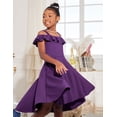 thumbnail image 2 of Arshiner Girls Summer Dress Off Shoulder Flutter Sleeve Midi Swing Cassual Formal Dresses with Pocket, 2 of 6
