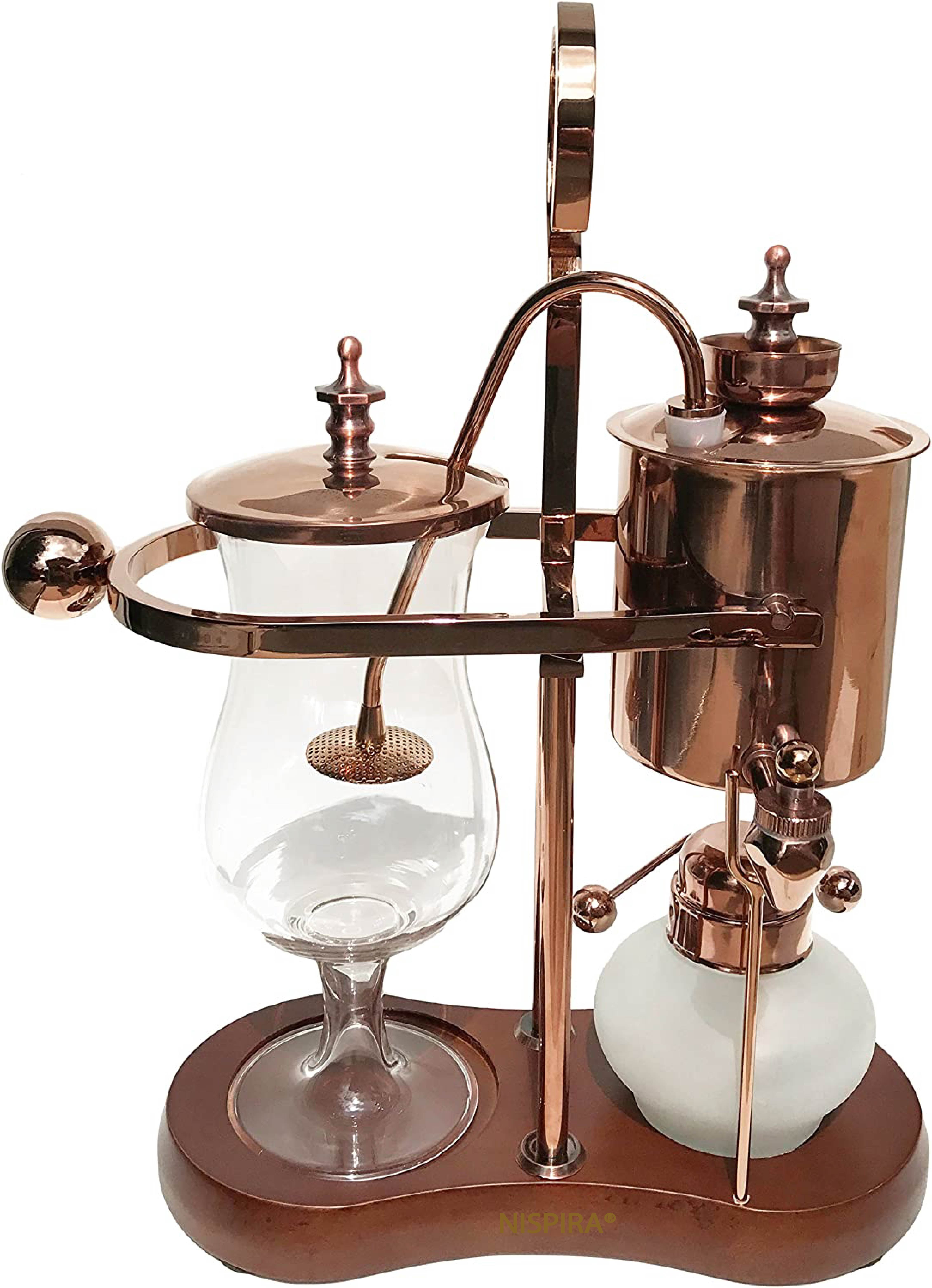 Belgian Belgium Royal Family Balance Siphon Syphon Coffee Maker with Tee Handle Silver Color,1 Set 