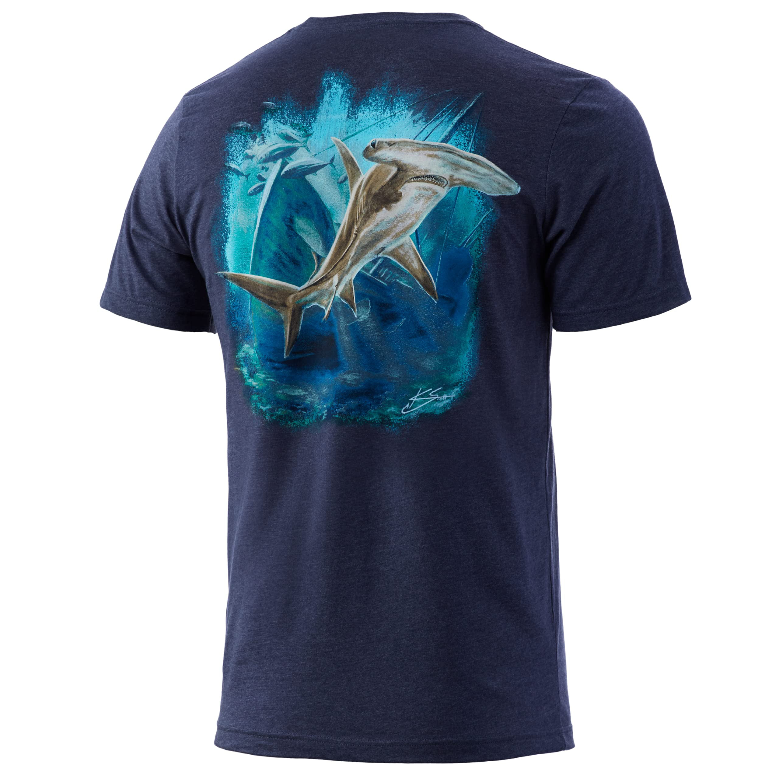HUK Performance Fishing Gear KScott Logo Tee L Medium Gray T-Shirt $25 