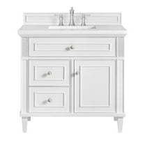 James Martin Vanities 36" Single Vanity, Bright White w/ 3 CM White Zeus Quartz Top
